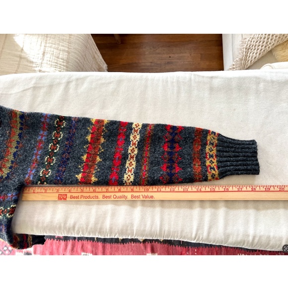 Cute VINTAGE Wool Blend Fair Isle Crew Neck Sweater - Petite S - Picture 9 of 10